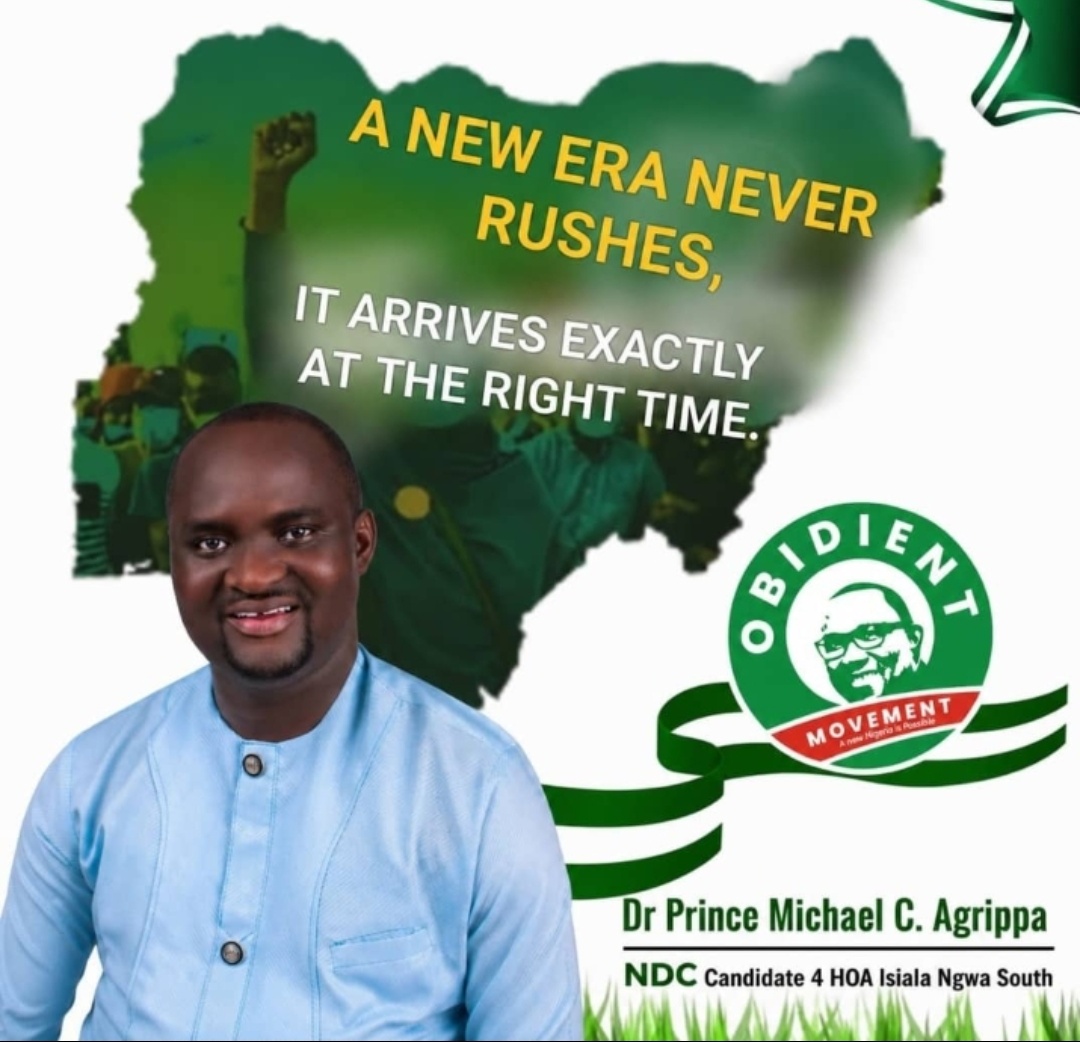 A new era never rushes, it arrives exactly at the right time — campaign poster of Dr. Prince Michael C. Agrippa
